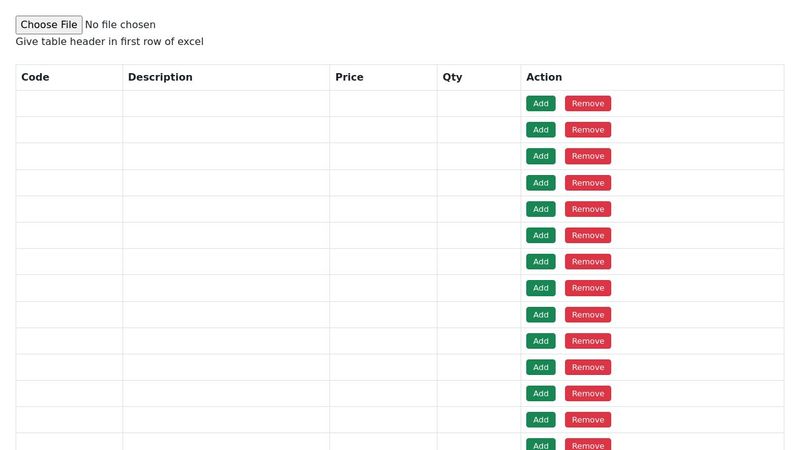 Import Excel to HTML table using JS
