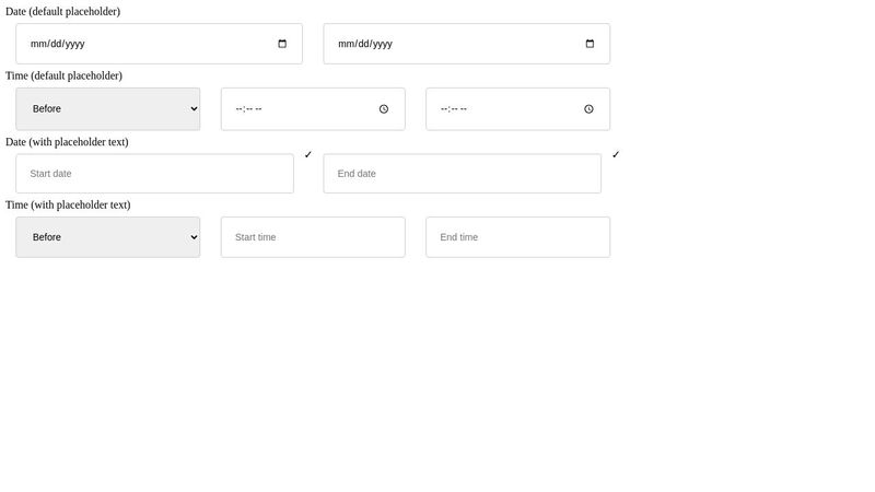 HTML date time inputs