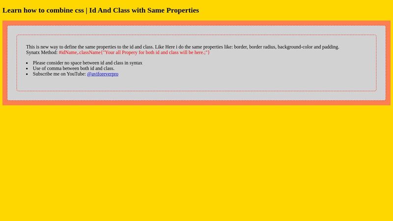 Combine css Id and Class | Id And Class with Same Properties