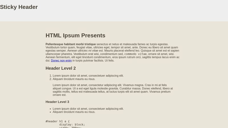 Sticky Header