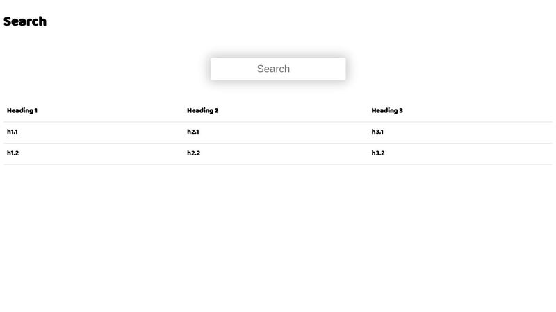 Searchable table