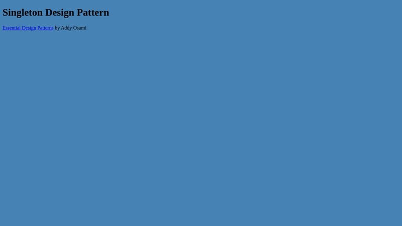 JS Design Patterns - Singleton