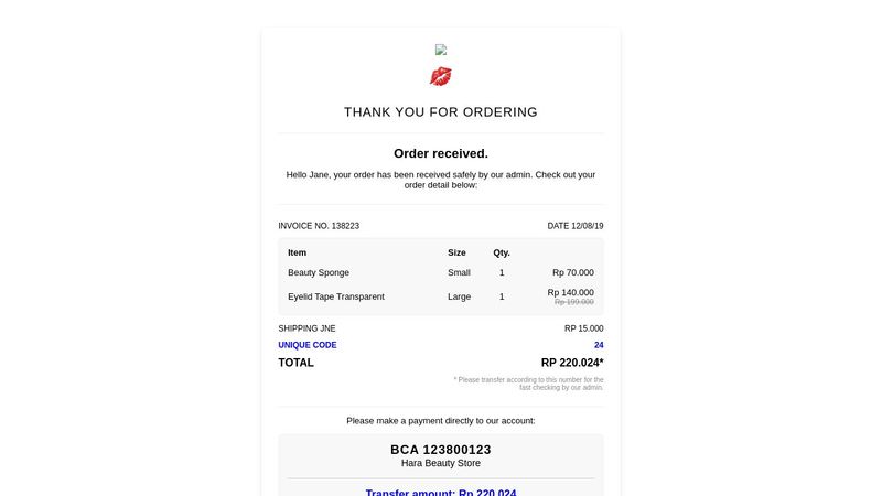 Checkout: Order Receipt