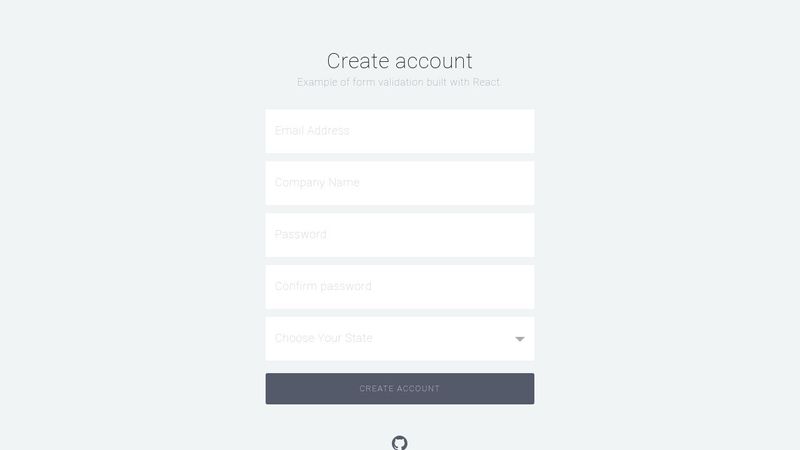 CodePen - React signup form example