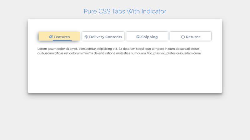 Pure CSS Tabs With Indicator