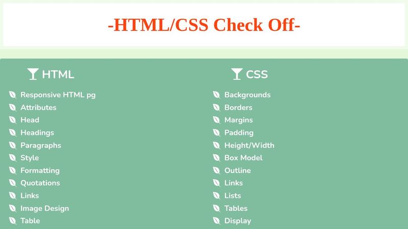 HTML/CSS plan