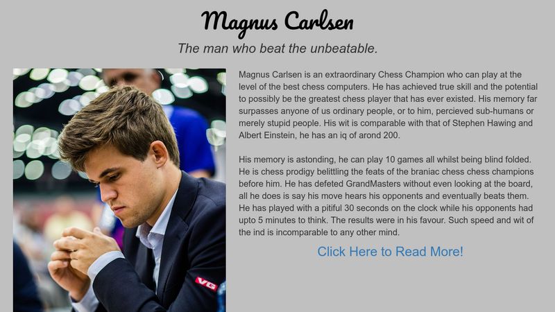Magnus Carlsen Truibutary Page