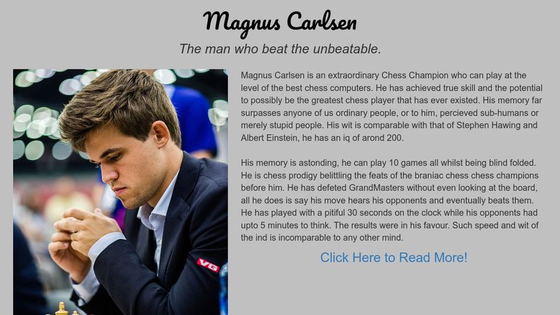 Magnus Carlsen Truibutary Page