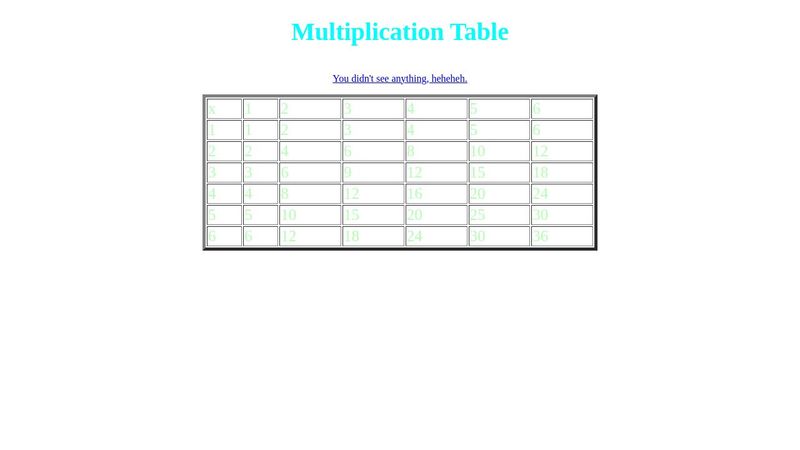 Multiplication Table
