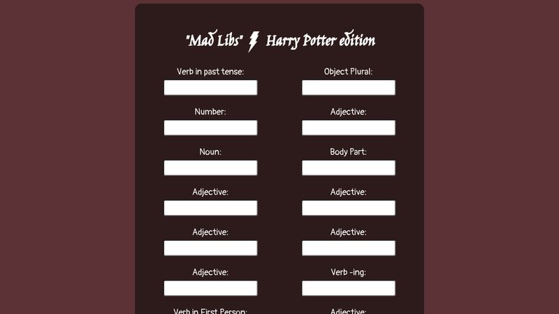 Mad Libs - Harry Potter Edition (single player)