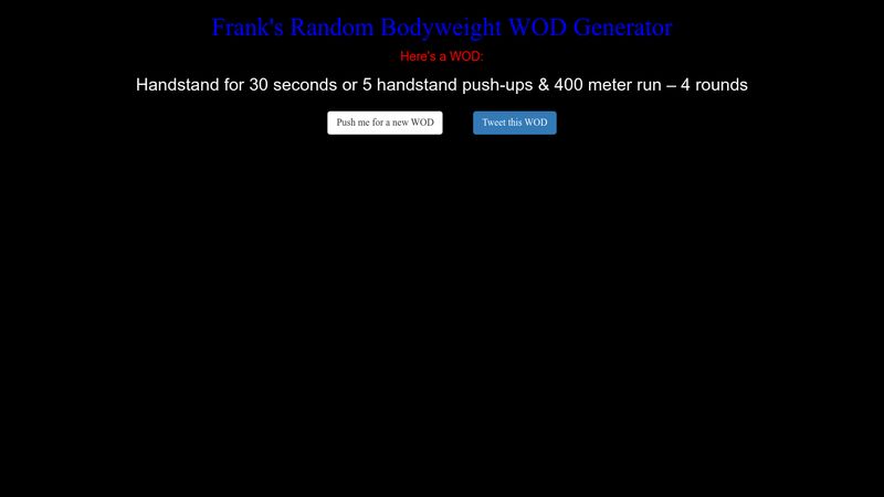 Bodyweight wod generator sale