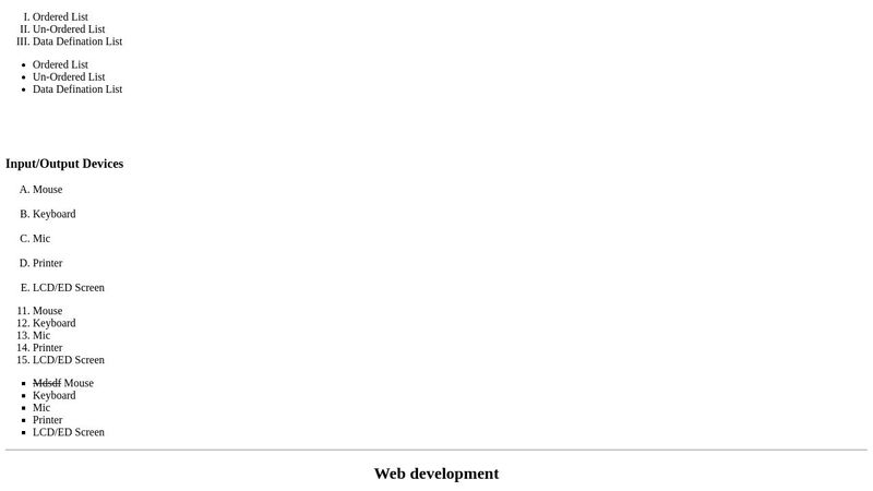 LIST IN HTML