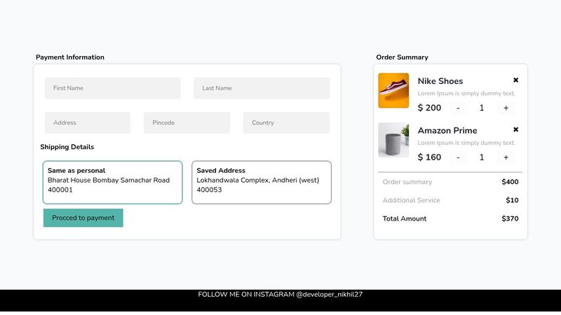 Shopping cart with HTML & CSS