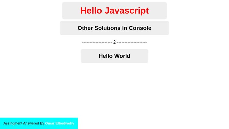 JS Introduction Assignments Answers
