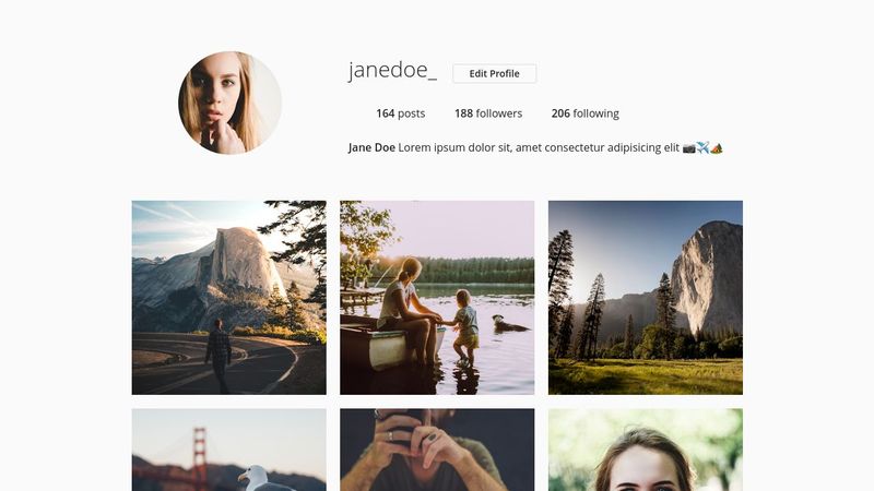 Instagram Profile Layout with CSS Grid & Flexbox