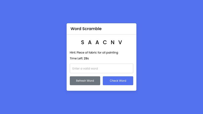Word Scramble Game JavaScript