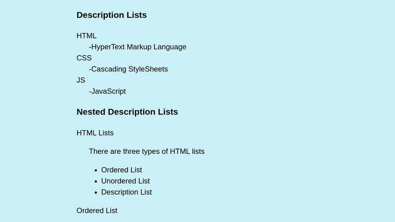 HTML Lists