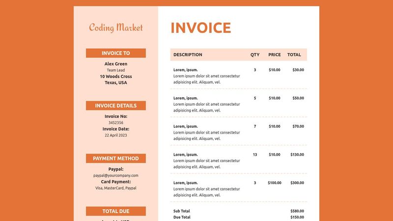 Invoice Template UI Design 3