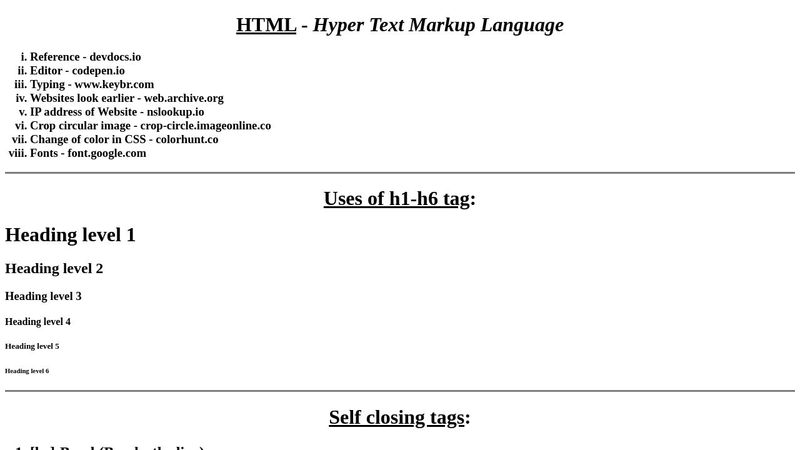 HTML NOTES