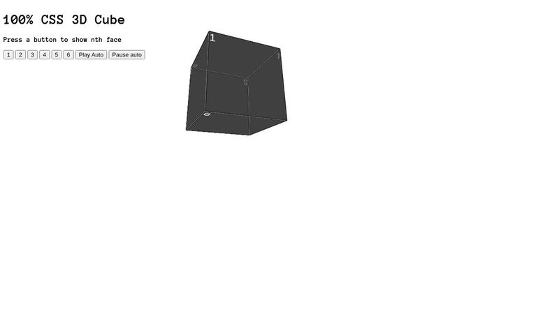 100% 3D CSS moveable cube
