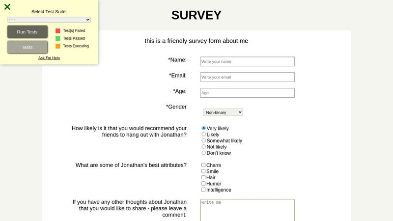 FCC HTML/CSS p2 Survey Form