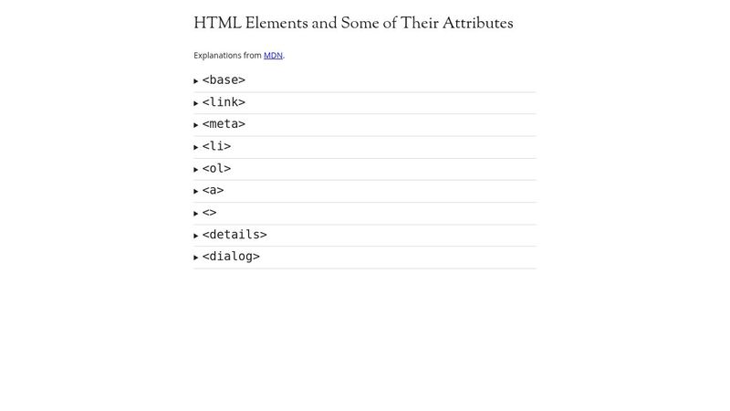 HTML Elements and Some of Their Attributes