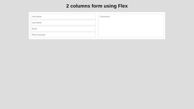 2 columns form using Flex
