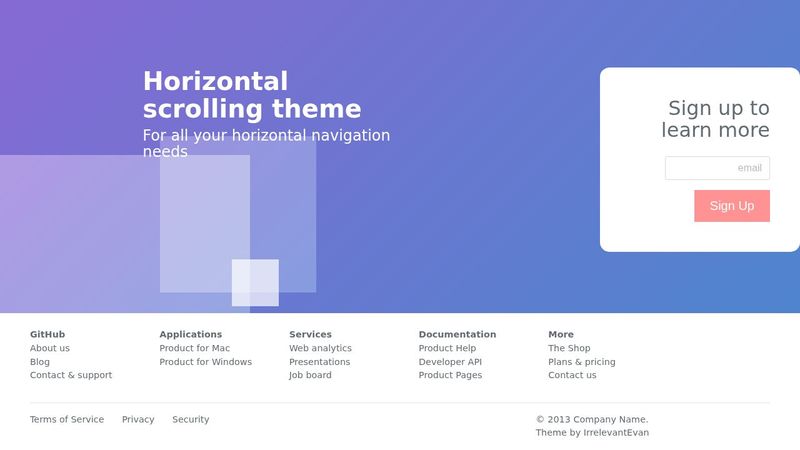 Horizontal-Scrolling Bootstrap Theme Smooth Transition