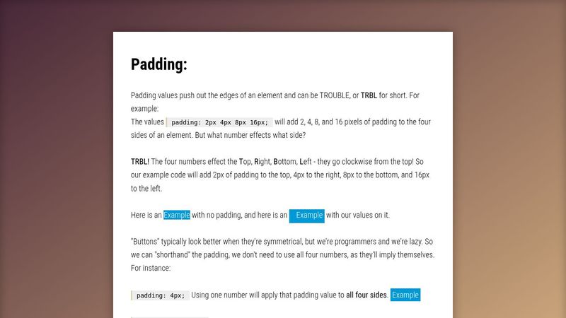 How Padding Values Work