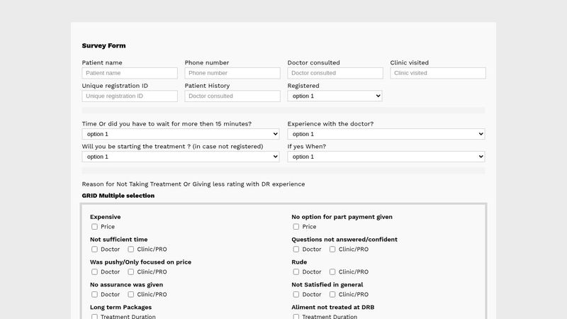 Pure HTML/CSS standalone survey form for the medical/healthcare Force ...
