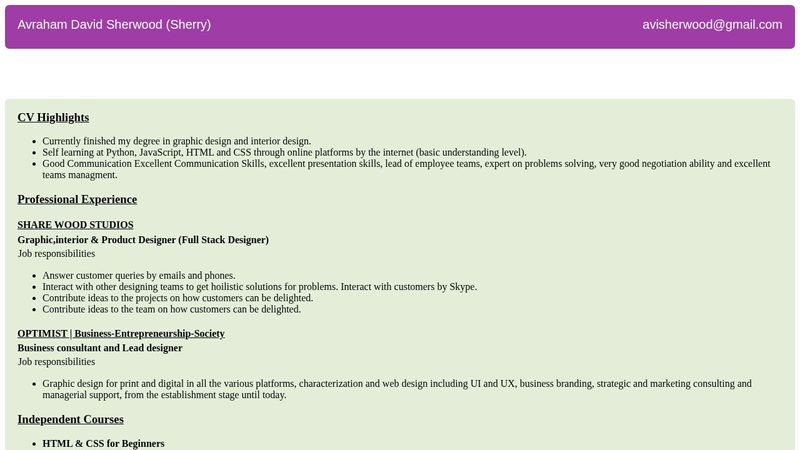 My CV - made using HTML and CSS