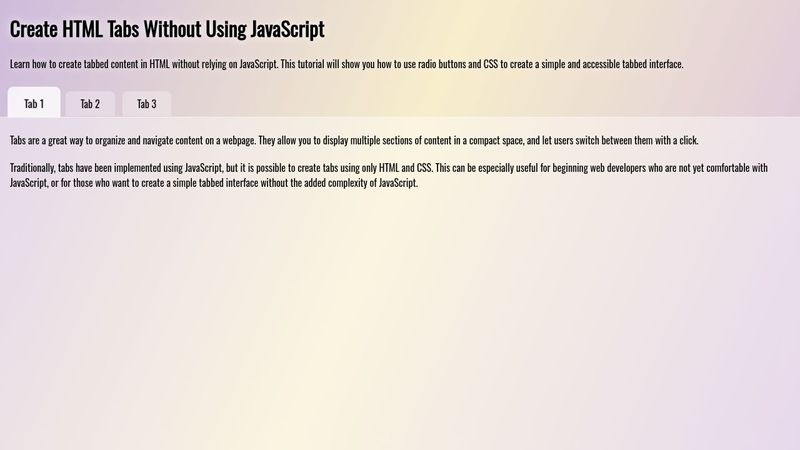 Create HTML Tabs Without Using JavaScript