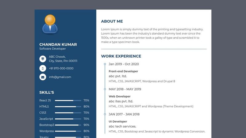 Resume using html and css