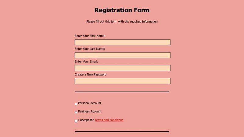 HTML Registration Form