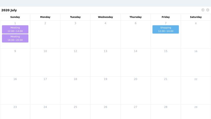 Tailwind CSS Calendar Template