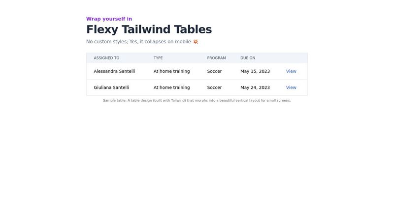 Tailwind: Responsive Table