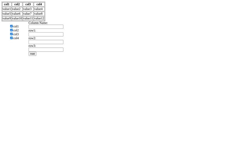 Table show hide columns