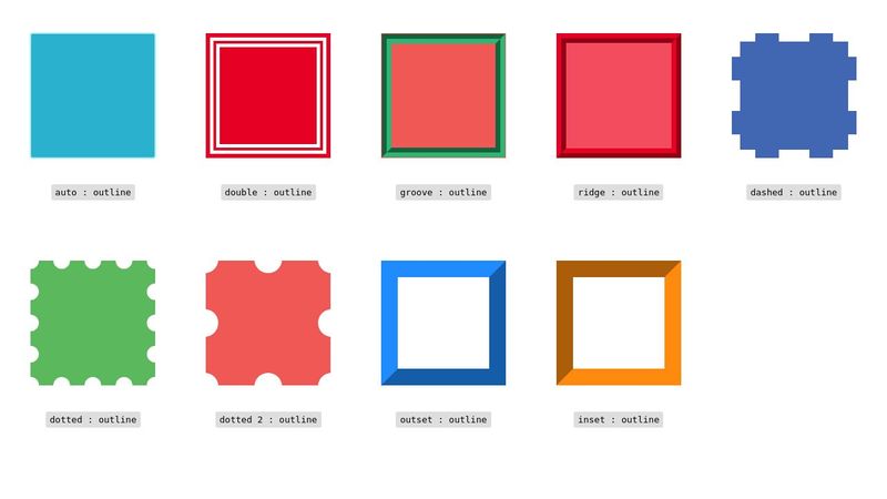 CSS Outline Styles With HTML Box | 9 Outline Effects