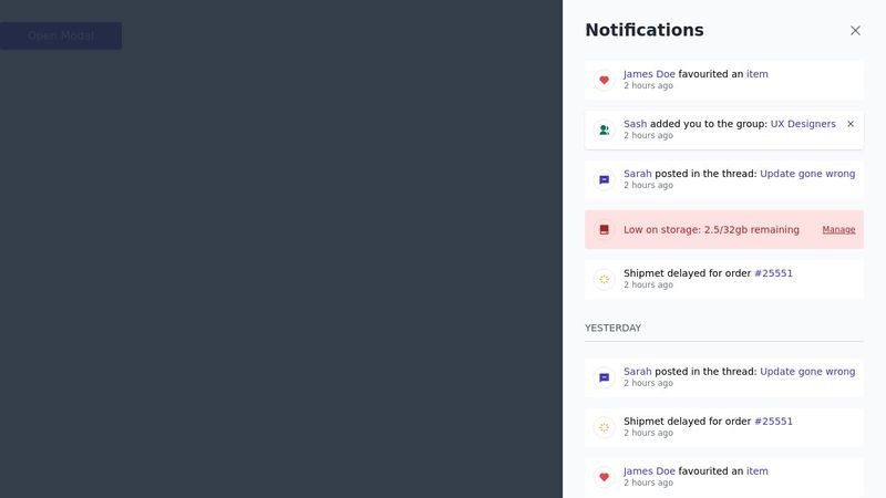 Free Tailwind CSS Notification Component