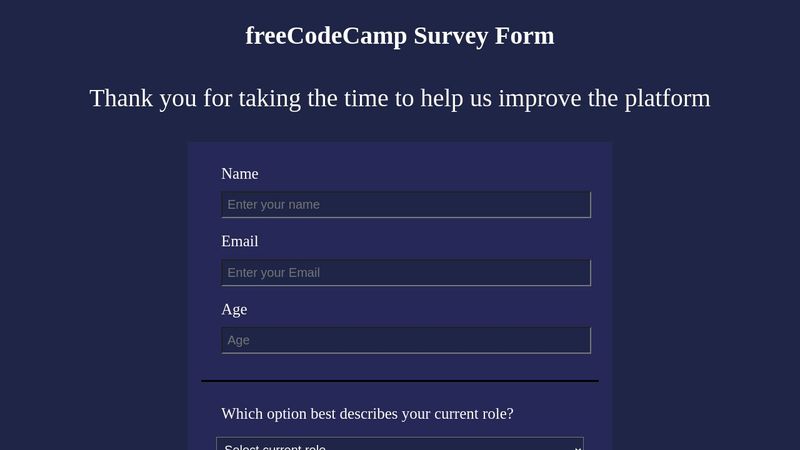 freeCodeCamp Survey Form Project