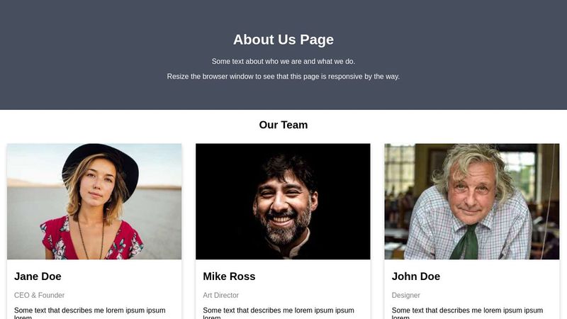About Us HTML/CSS Page