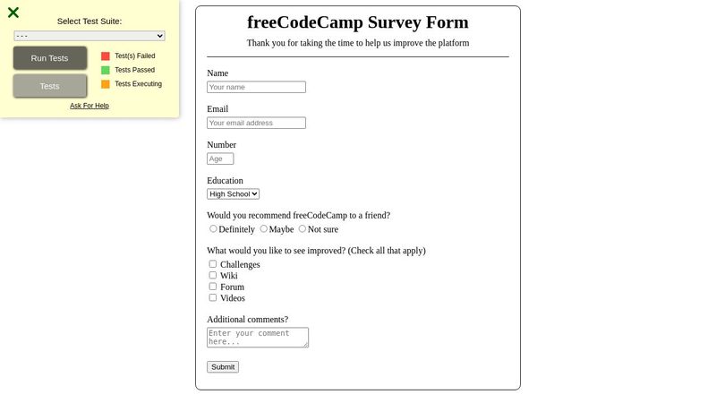 Build a Survey Form | freeCodeCamp