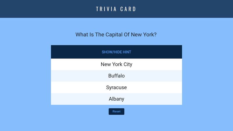 Trivia Card- Codecademy jQuery Project