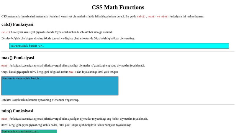 CSS Math Functions