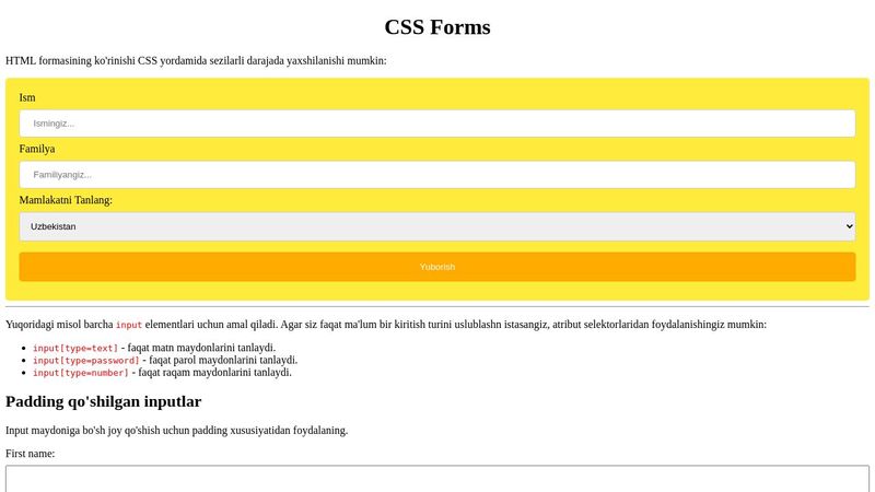 CSS Forms