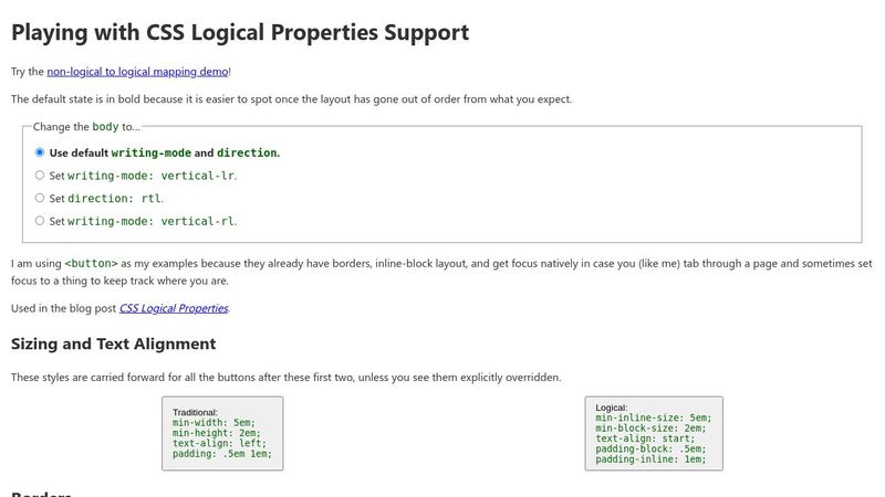 Playing with CSS Logical Properties Support