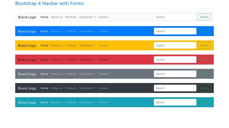 Bootstrap 4 Navbar with Forms