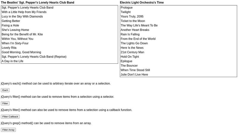 jQuery Arrays And Iterations