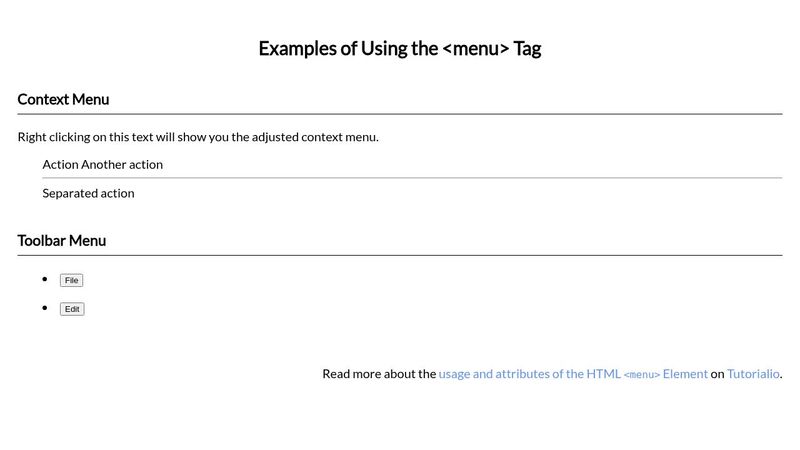 HTML menu Tag