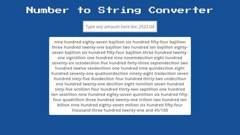 Number to Word String Converter